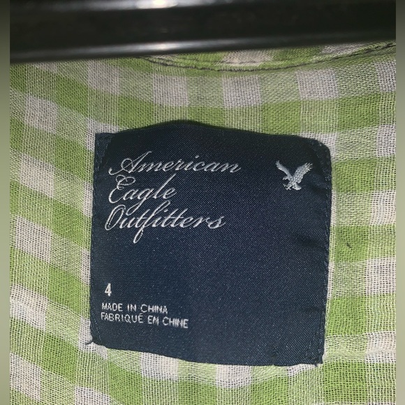 AEO purple plaid button down. - Picture 7 of 7